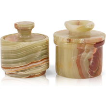 Load image into Gallery viewer, Marble Butter Keeper & Salt Cellar Set, Stone Kitchen Counter Containers for Butter, Salt, Sugar & Spice, Elegant Countertop Storage & Table Accessories