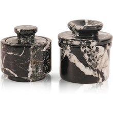 Load image into Gallery viewer, Marble Butter Keeper & Salt Cellar Set, Stone Kitchen Counter Containers for Butter, Salt, Sugar & Spice, Elegant Countertop Storage & Table Accessories
