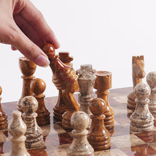 Load image into Gallery viewer, Luxury Red & Coral Premium Marble Chess Figures Set | Handmade Stone Chess Pieces for Chess Boards