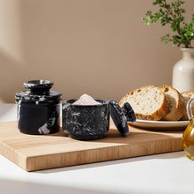 Load image into Gallery viewer, Marble Butter Keeper & Salt Cellar Set, Stone Kitchen Counter Containers for Butter, Salt, Sugar & Spice, Elegant Countertop Storage & Table Accessories