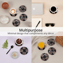Load image into Gallery viewer, Marble Coasters Set of 4, Handmade 4 inch Round Stone Coaster, Drink Checkered Coaster Plates for Coffee Table, Stylish Bar Accessories & Modern Home Décor