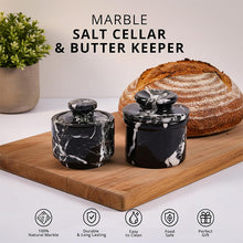 Load image into Gallery viewer, Marble Butter Keeper & Salt Cellar Set, Stone Kitchen Counter Containers for Butter, Salt, Sugar & Spice, Elegant Countertop Storage & Table Accessories