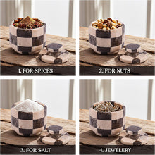 Load image into Gallery viewer, Marble Salt Cellar with Lid 3" Inch Checker Handmade Table Salt Container for Kitchen Countertop, Sugar Bowl Spice Storage, Ideal Salt Jar for Celtic Salts