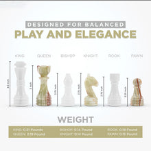 Load image into Gallery viewer, Luxury White & Green Onyx Marble Chess Figures Set | Handmade Premium Stone Chess Pieces for Marble Chess Boards