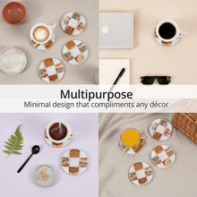 Load image into Gallery viewer, Marble Coasters Set of 4, Handmade 4 inch Round Stone Coaster, Drink Checkered Coaster Plates for Coffee Table, Stylish Bar Accessories & Modern Home Décor