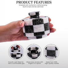 Load image into Gallery viewer, Marble Salt Cellar with Lid 3" Inch Checker Handmade Table Salt Container for Kitchen Countertop, Sugar Bowl Spice Storage, Ideal Salt Jar for Celtic Salts
