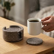 Load image into Gallery viewer, Marble Coasters for Drinks Set of 6 – Natural Stone Round Coasters with Holder for Table Protection