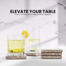 Load image into Gallery viewer, Marble Set of 6 Kitchen Square Coaster Plates