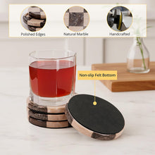 Load image into Gallery viewer, Marble Coasters Set of 4, Handmade 4 inch Round Stone Coaster, Drink Checkered Coaster Plates for Coffee Table, Stylish Bar Accessories & Modern Home Décor
