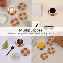 Load image into Gallery viewer, Marble Coasters Set of 4, Handmade 4 inch Round Stone Coaster, Drink Checkered Coaster Plates for Coffee Table, Stylish Bar Accessories & Modern Home Décor