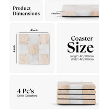 Load image into Gallery viewer, Luxury Checkered Coasters Plates Set of 4, Decorative Drink Coasters for Home & Office