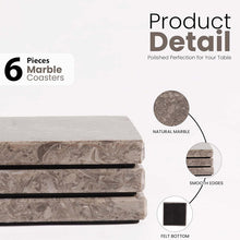 Load image into Gallery viewer, Marble Set of 6 Kitchen Square Coaster Plates