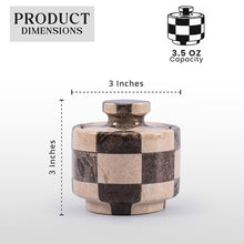 Load image into Gallery viewer, Marble Salt Cellar with Lid 3" Inch Checker Handmade Table Salt Container for Kitchen Countertop, Sugar Bowl Spice Storage, Ideal Salt Jar for Celtic Salts