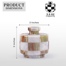 Load image into Gallery viewer, Marble Salt Cellar with Lid 3" Inch Checker Handmade Table Salt Container for Kitchen Countertop, Sugar Bowl Spice Storage, Ideal Salt Jar for Celtic Salts
