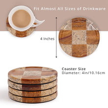 Load image into Gallery viewer, Marble Coasters Set of 4, Handmade 4 inch Round Stone Coaster, Drink Checkered Coaster Plates for Coffee Table, Stylish Bar Accessories & Modern Home Décor