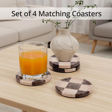Load image into Gallery viewer, Marble Coasters Set of 4, Handmade 4 inch Round Stone Coaster, Drink Checkered Coaster Plates for Coffee Table, Stylish Bar Accessories & Modern Home Décor