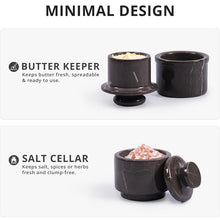 Load image into Gallery viewer, Marble Butter Keeper & Salt Cellar Set, Stone Kitchen Counter Containers for Butter, Salt, Sugar & Spice, Elegant Countertop Storage & Table Accessories