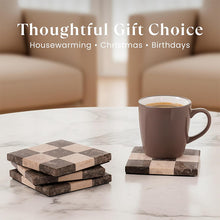 Load image into Gallery viewer, Luxury Checkered Coasters Plates Set of 4, Decorative Drink Coasters for Home & Office