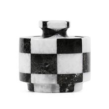 Load image into Gallery viewer, Marble Salt Cellar with Lid 3" Inch Checker Handmade Table Salt Container for Kitchen Countertop, Sugar Bowl Spice Storage, Ideal Salt Jar for Celtic Salts