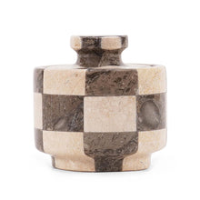 Load image into Gallery viewer, Marble Salt Cellar with Lid 3" Inch Checker Handmade Table Salt Container for Kitchen Countertop, Sugar Bowl Spice Storage, Ideal Salt Jar for Celtic Salts