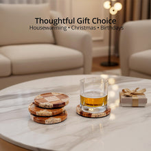 Load image into Gallery viewer, Marble Coasters Set of 4, Handmade 4 inch Round Stone Coaster, Drink Checkered Coaster Plates for Coffee Table, Stylish Bar Accessories & Modern Home Décor