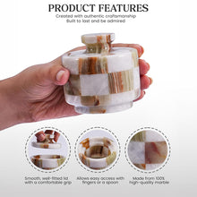 Load image into Gallery viewer, Marble Salt Cellar with Lid 3" Inch Checker Handmade Table Salt Container for Kitchen Countertop, Sugar Bowl Spice Storage, Ideal Salt Jar for Celtic Salts