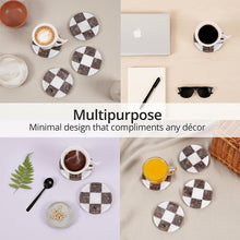 Load image into Gallery viewer, Marble Coasters Set of 4, Handmade 4 inch Round Stone Coaster, Drink Checkered Coaster Plates for Coffee Table, Stylish Bar Accessories & Modern Home Décor