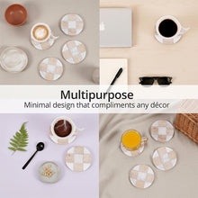 Load image into Gallery viewer, Marble Coasters Set of 4, Handmade 4 inch Round Stone Coaster, Drink Checkered Coaster Plates for Coffee Table, Stylish Bar Accessories & Modern Home Décor