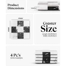 Load image into Gallery viewer, Luxury Checkered Coasters Plates Set of 4, Decorative Drink Coasters for Home & Office