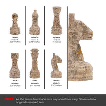 Load image into Gallery viewer, Black and Fossil Coral Handmade 15 Inches High Quality Marble Chess Set