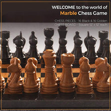 Load image into Gallery viewer, Black and Golden Handmade 12 Inches Premium Quality Marble Chess Set