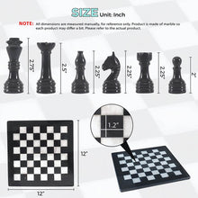 Load image into Gallery viewer, Black and White Handmade 12 Inches Premium Quality Marble Chess Set