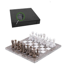 Load image into Gallery viewer, Grey Oceanic and White Premium Quality Marble Chess Set - 30cm