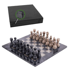 Load image into Gallery viewer, Black and Oceanic Chess Set -38cm With Standard Storage