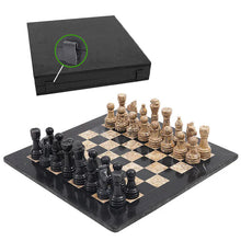 Load image into Gallery viewer, Black and Fossil Coral Premium Quality Marble Chess Set - 38cm