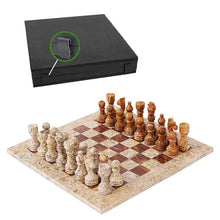 Load image into Gallery viewer, Fossil Coral and Red Premium Quality Marble Chess Set - 38cm