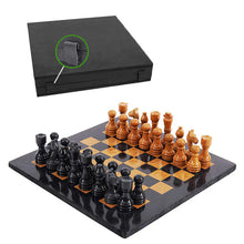 Load image into Gallery viewer, Black and Golden Premium Quality Marble Chess Set - 38cm