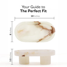 Load image into Gallery viewer, Radicaln Tray with Legs 10" Decorative Bathroom Vanity Tray decorative tray, Natural Stone, Marble Oval Tray, Pedestal Tray, Elegant Home Decor