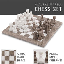 Load image into Gallery viewer, Grey Oceanic and White Handmade 15 Inches High Quality Marble Chess Set