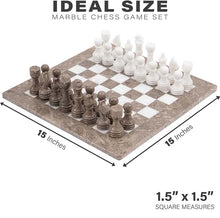 Load image into Gallery viewer, Grey Oceanic and White Handmade 15 Inches High Quality Marble Chess Set