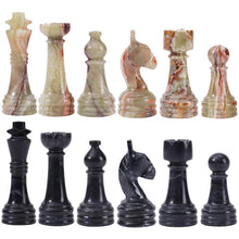 Load image into Gallery viewer, Marble Black & Multi Green Premium Quality Chess Game Figures