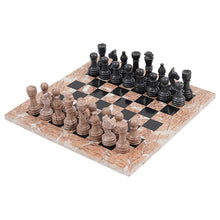 Load image into Gallery viewer, Marinara and black Handmade 15 Inches Premium Quality Marble Chess Set
