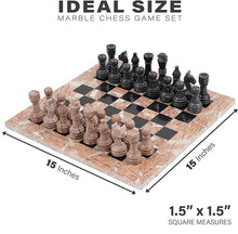 Load image into Gallery viewer, Marinara and black Handmade 15 Inches Premium Quality Marble Chess Set