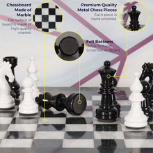 Load image into Gallery viewer, Metallic Chess Set Black and White 38cm