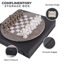 Load image into Gallery viewer, 38cm Round Marble Chess Set OCEANIC & WHITE with Local Storage Box – Classic Strategy Board Game for Home & Gift
