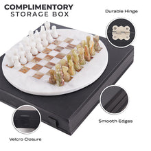 Load image into Gallery viewer, 38cm Round Marble Chess Set WHITE & GREEN with Local Storage Box – Classic Strategy Board Game for Home & Gift