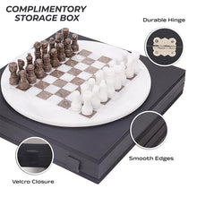 Load image into Gallery viewer, 30cm Round Marble Chess Set WHITE & OCEANIC with Local Storage Box – Classic Strategy Board Game for Home & Gift