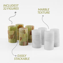 Load image into Gallery viewer, Black and Coral Handmade Marble Checkers pieces Set