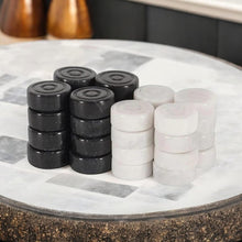 Load image into Gallery viewer, Black and Coral Handmade Marble Checkers pieces Set