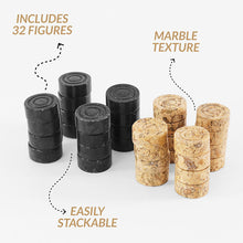 Load image into Gallery viewer, Black and Coral Handmade Marble Checkers pieces Set